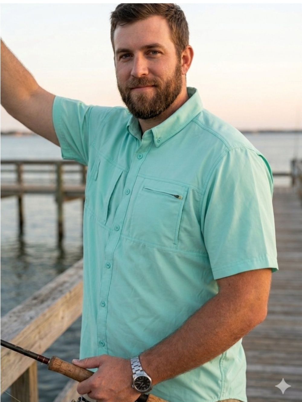 Silver Bait, Aqua Green Button down shirt!!